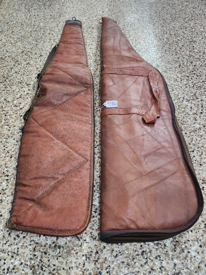 2 - Leather Gun Cases Lined Interiors