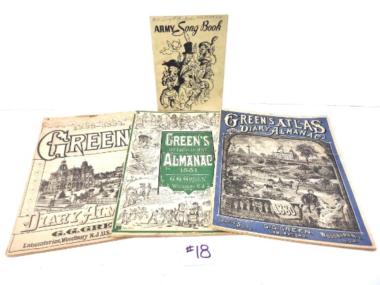 Army Songbook 1941- 3 Greens Almanacs