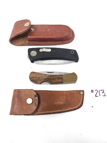2 Gerber Lockblade Knives W/Leather Sheaths