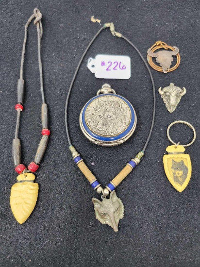 2 Necklaces Pocket Watch Key Chain And More