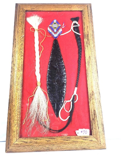 Modern Flintknapped 12" Dovetail Spear Framed