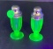 Vintage Hazel Atlas Green Depression Uranium Glass Salt and Pepper