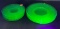 10 Vintage Green Depression Uranium Glass Plates