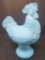 Martha Stewart Light Slag Blue Rooster Candy Dish