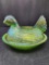 Iridescent Carnival Glass Hen On Nest