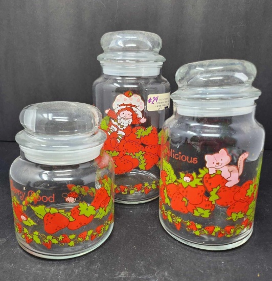 Vintage 3 Pc Anchor Hocking Strawberry Shortcake