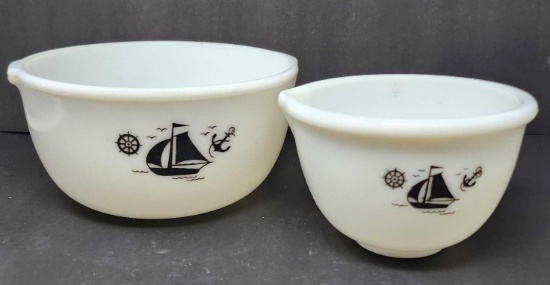 2 Vintage McKee Mixing Bowls Sailboat Theme