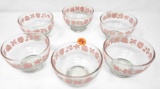 6 Vintage PYREX Pink Gooseberry Desert Bowls