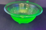 Vintage Green Depression Uranium Glass Mixing Bowl