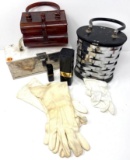 Vintage Make Up Containers-Purse w/ Handles
