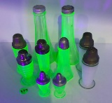 Green Depression Uranium Glass - Milk Glass Salt and Peppers