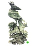 Large Carved Nephrite Jade Figurine (Phoenix/Flower)