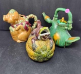 3 Vintage Majolica Pitchers