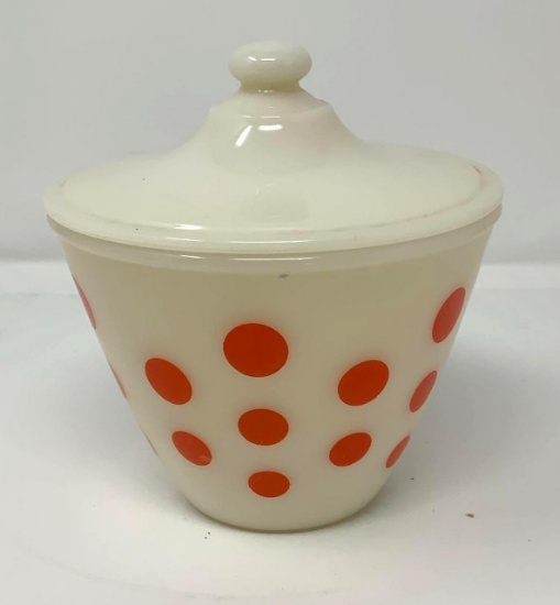 Fire King Red Dot Grease Jar