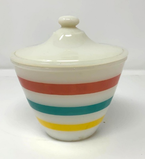 Fire King Stripes Grease Jar