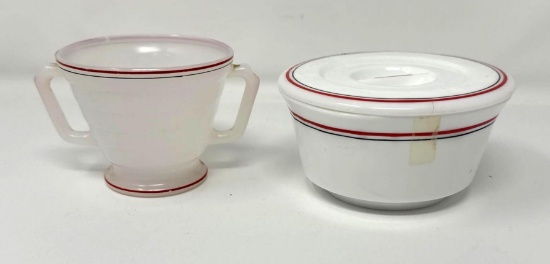 Moderntone Sugar Bowl and Milk Glass Grease Jar