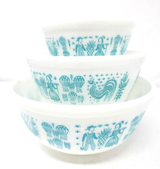 3 Pc Set PYREX Butterprint/Amish Mixing Bowls