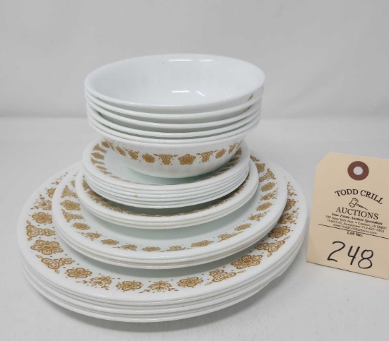 25 Pcs Corelle Butterfly Gold Dinnerware