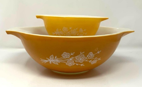 Pyrex Butterfly Gold Redesign 441 and 444 Cinderella Bowls