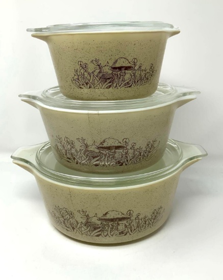 Pyrex Forest Fancies 3 pc Casserole Set w/ Lids