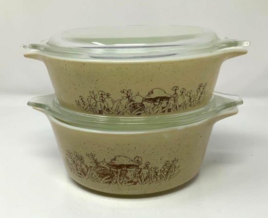 Pyrex Forest Fancies 471 and 472 Bake Serve and Store w/ Lids