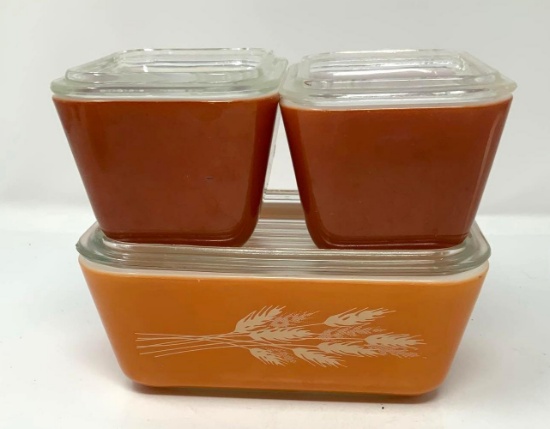 Pyrex Autumn Harvest 501 and 502 Refrigerator Dishes