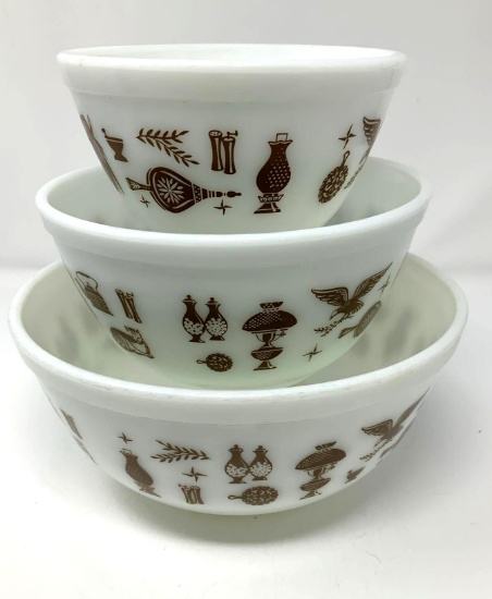 Pyrex Early American 3 pc Mixing Bowl Set