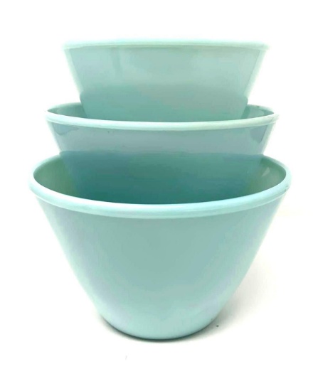 3 - Fire King Turquoise Blue Splash Proof Mixing Bowls