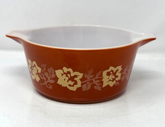 Pyrex Terra Cotta Rose 474-B Round Casserole
