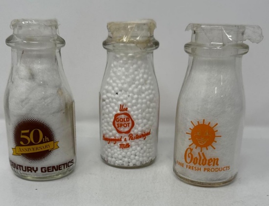 3 - Advertising 1/2 pt Milk Bottles
