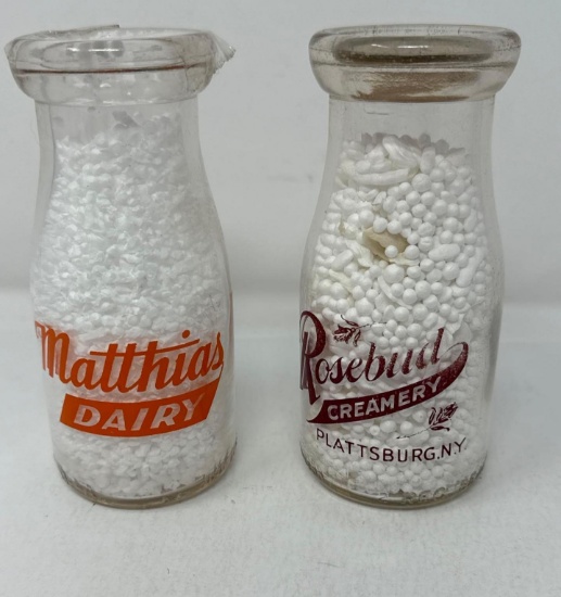 Matthias and Rosebud 1/2 pt Milk Bottles