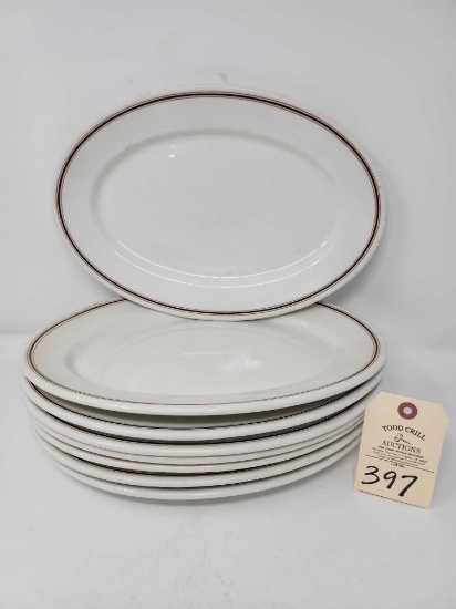 8 - O.P. Co. Syracuse China 5-Q Steak Platters