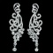Rhodium Plated Clear Crystal Rhinestone Spindrift Bridal Chandelier Earrings
