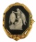 19thc Victorian Black Wedgewood Mourning Cameo Gold Brooch