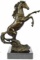 Signed Barye Wild Stallion Horse Bronze Marble Base Figurine Home Decor Art Deco