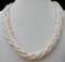 4 Row Aaa+++ South Sea White Seed Pearl Twisted Necklace 18