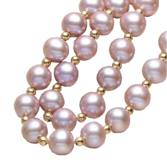 18" 9-10mm Natural South Sea Genuine Purple Pearl Necklace 14k Gold Clasp