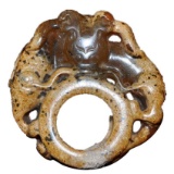 Chinese Hongshan Culture Style Carved Stone Beast Ring