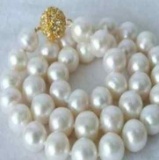 Genuine 9-10MM Natural White Akoya Cultured Pearl Necklace 18