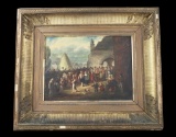 19thc Signed Oil Painting, Festival