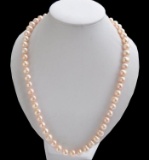 8-9mm Genuine Natural Pink Akoya Freshwater Pearl Necklace 18