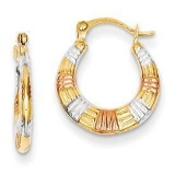 Tri-Color 14K Gold Hoop Earrings