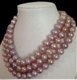 7-8mm South Sea Pink Lavender Baroque Pearl Necklace 48 Inch 14k