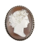 19thc Classical Carved Shell Cameo Pendant