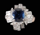 3ct Sapphire & Diamond 18kt Gold Ring