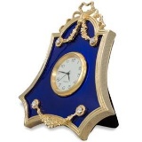 Faberge Inspired, Royal Blue Guilloche Enamel Russian Antique Style Clock in Frame