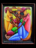 Jean Bruno Louisius Signed Haitian Acrylic On Canvas 8 X 10