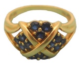 Antique 14kt Yellow Gold Blue Sapphires Ring