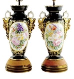 Early 20thc Pair of Paris Porcelain Vases, Lamps