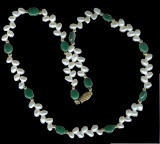 AAA Pearl & Gen. Malachite Vine Necklace w/14k GF beads ~ Handmade